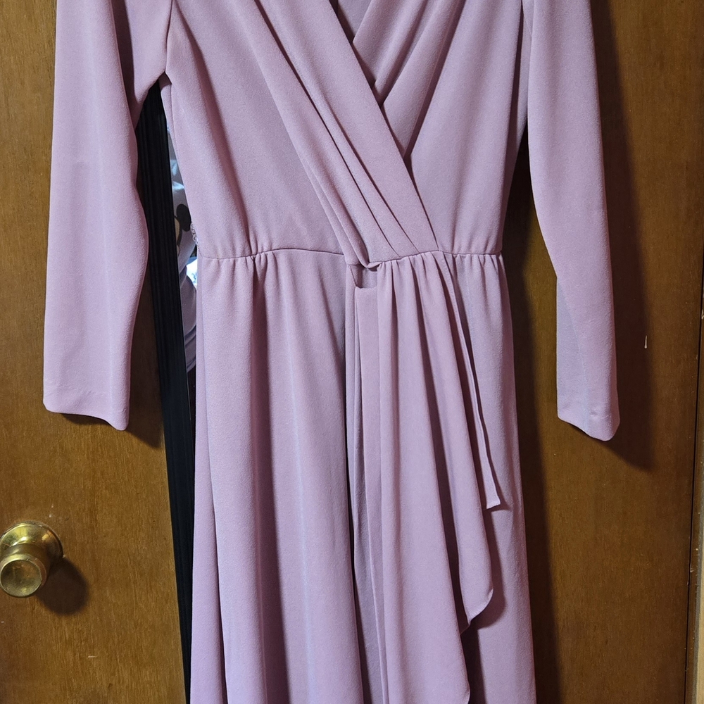 Elegant Mauve Long Sleeve Dress